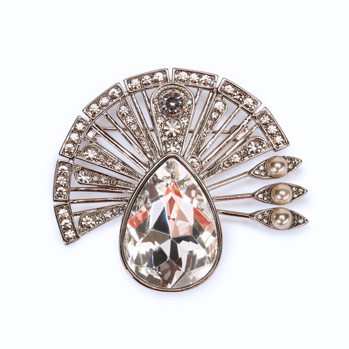 Art Deco Silver Fan Brooch by Lovett and Co.