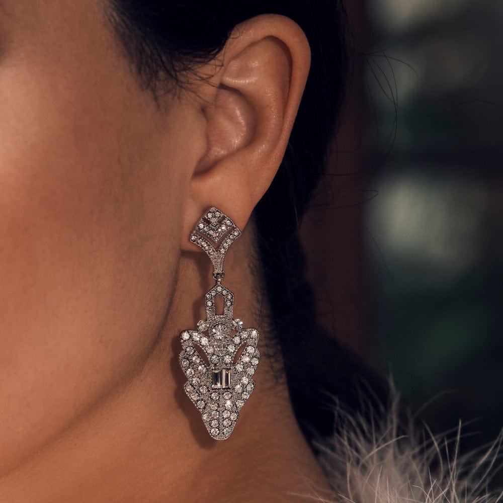 Art Deco Drop Crystal Earrings  Lovett & Co