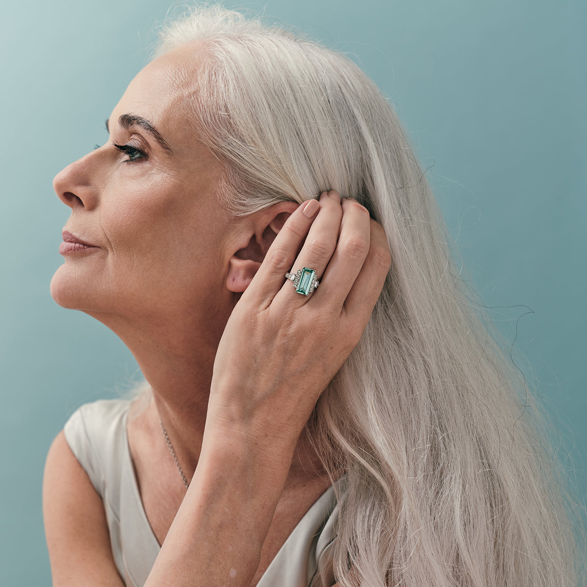 The Zelda Art Deco Light Azure Ring