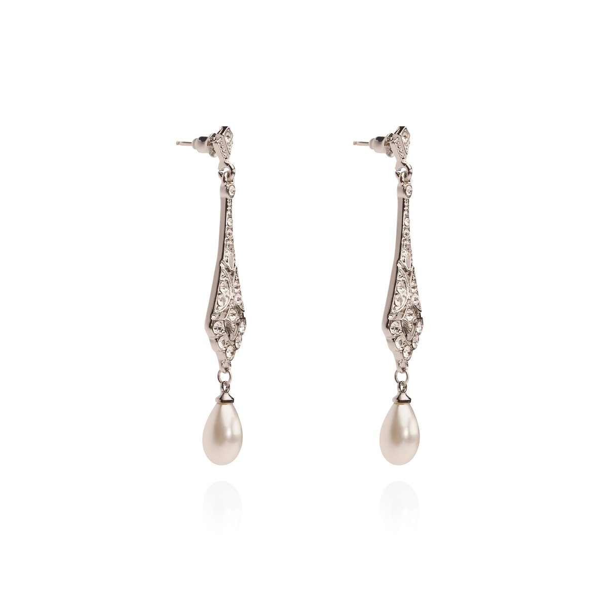 Pearl and diamonte earrings Bridal by Lovett and Co.