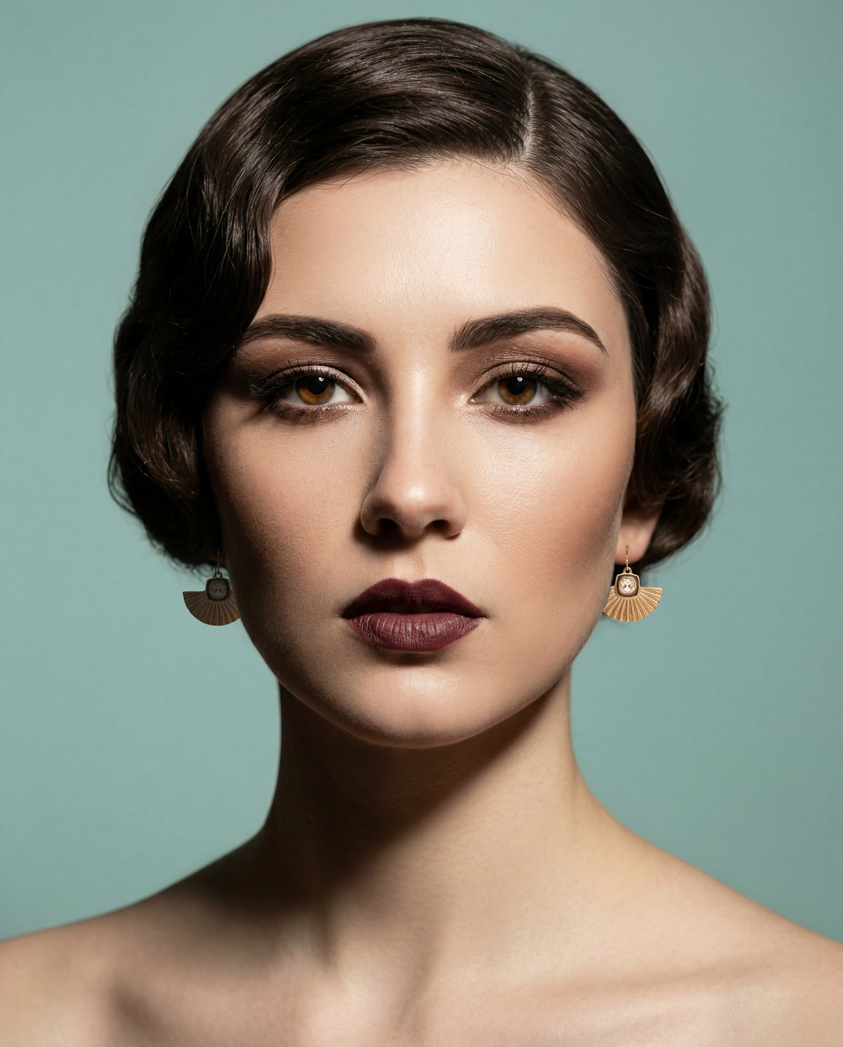 Art Deco Gold Fan Earrings by Lovett and Co.
