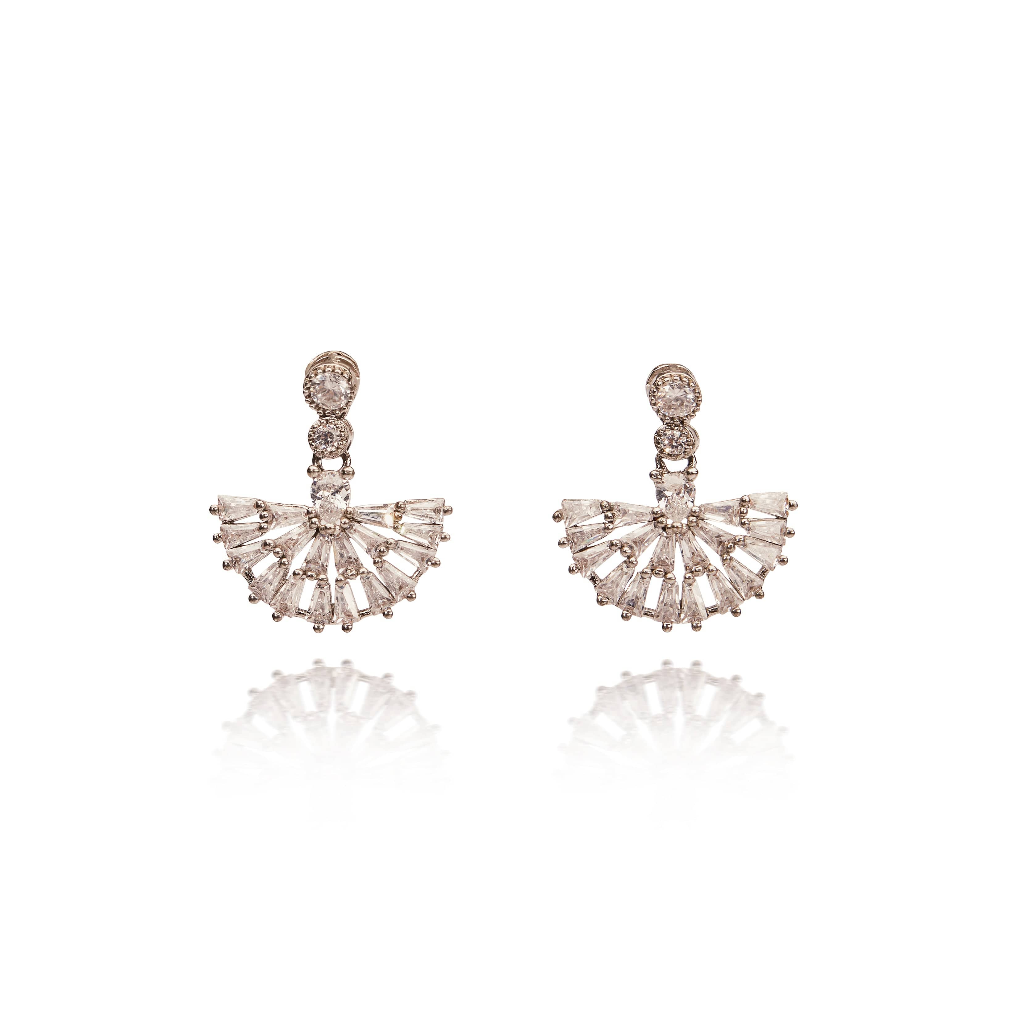1920's inspired vintage bridal earrings in Mini Crystal Fan shape