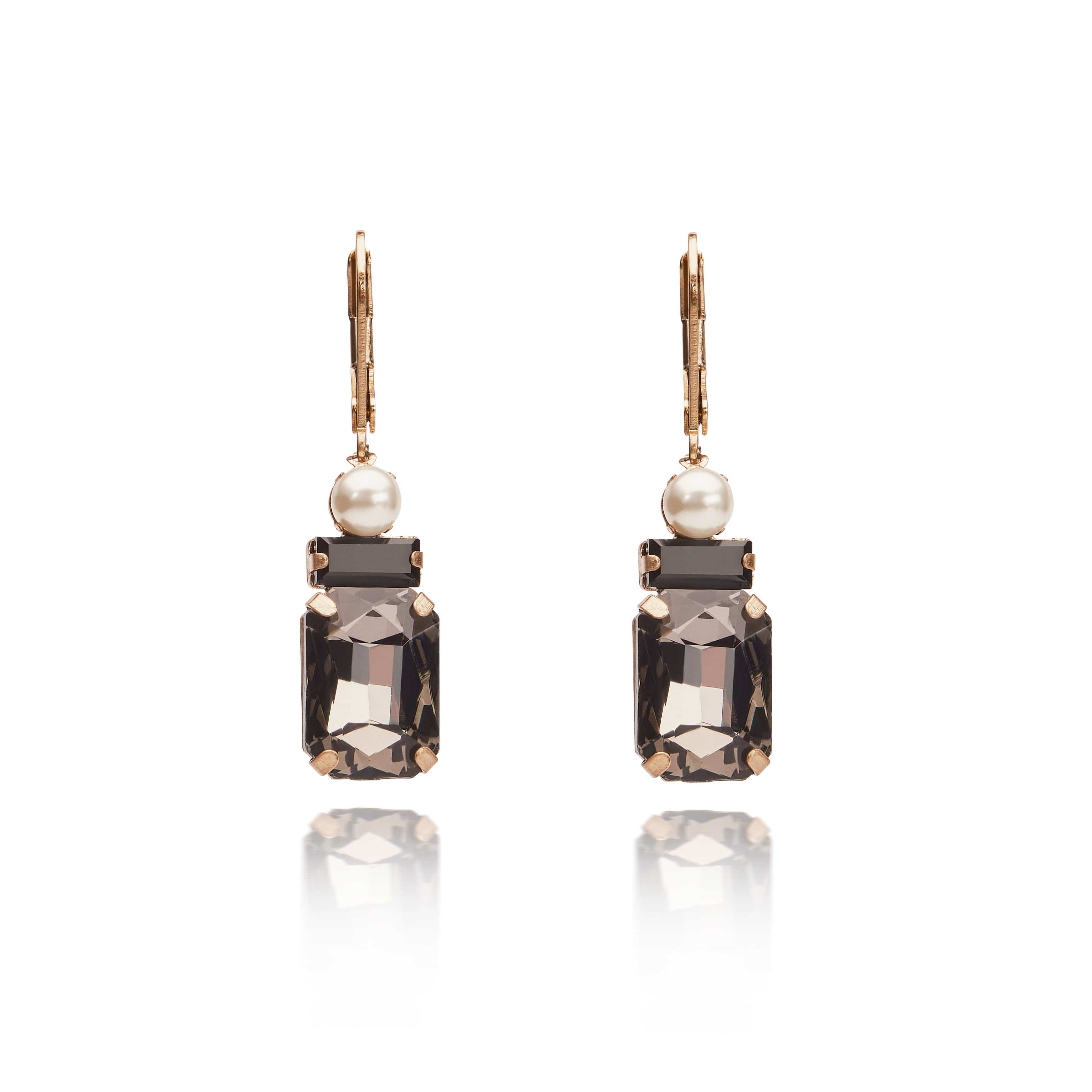 Black Stone & Pearl Dangle Earrings  Lovett & Co
