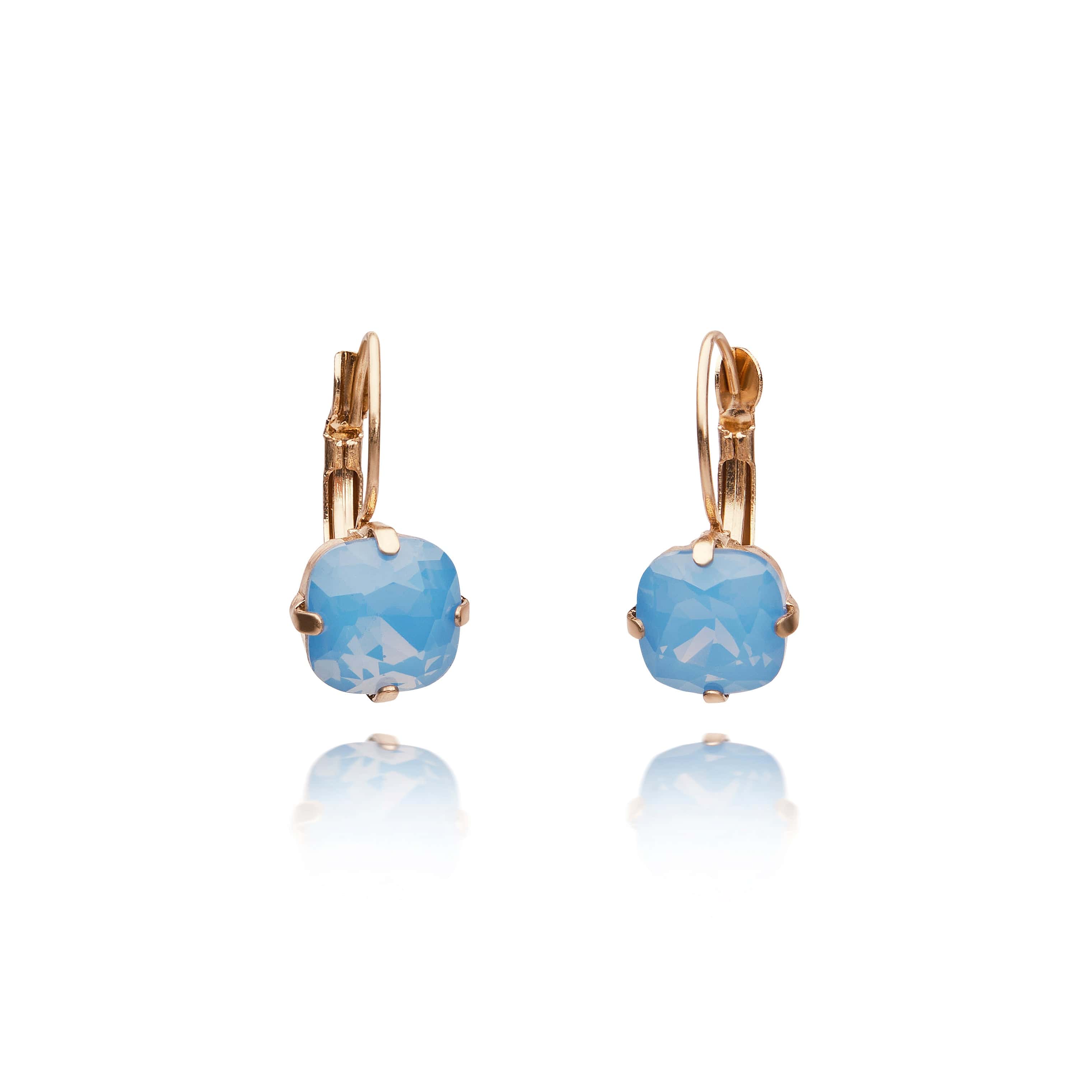 Cushion Cut Blue Stone Earrings   Lovett & Co