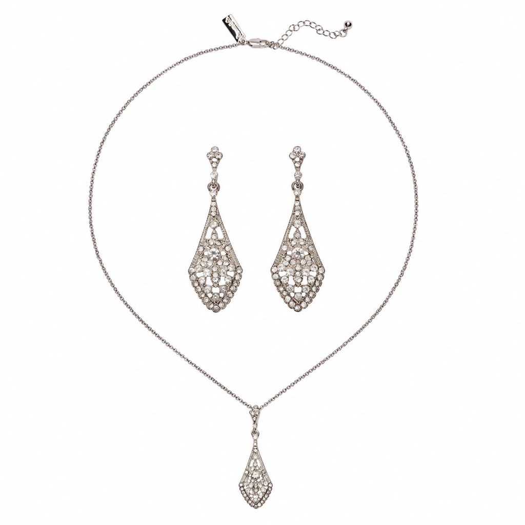 Crystal earrings inside the necklace