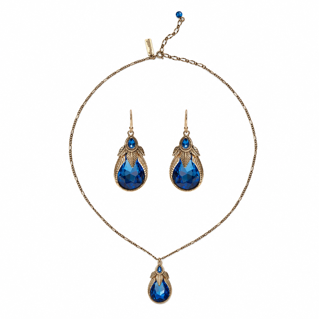 Earrings centred inside the necklace