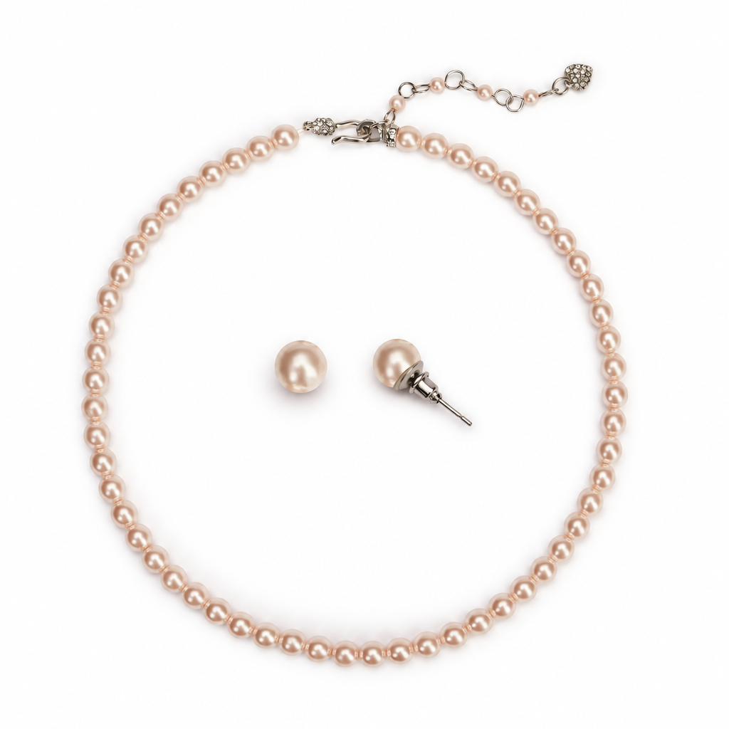 Pearl earrings inside the necklace