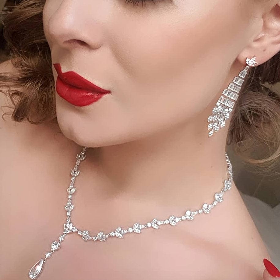 Art Deco Crystal Drop Bridal Earrings  Lovett & Co