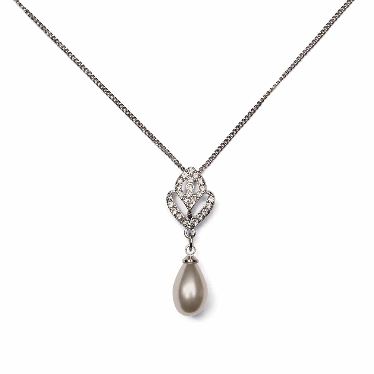Diamante & Pearl Tulip Pendant Necklace  Lovett & Co