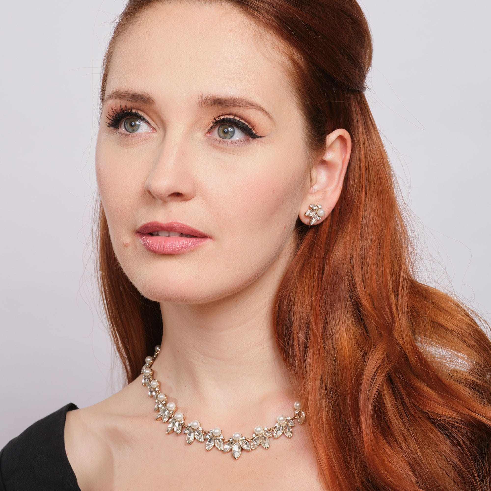 Leaf & Pearl Crystal Necklace  Lovett & Co