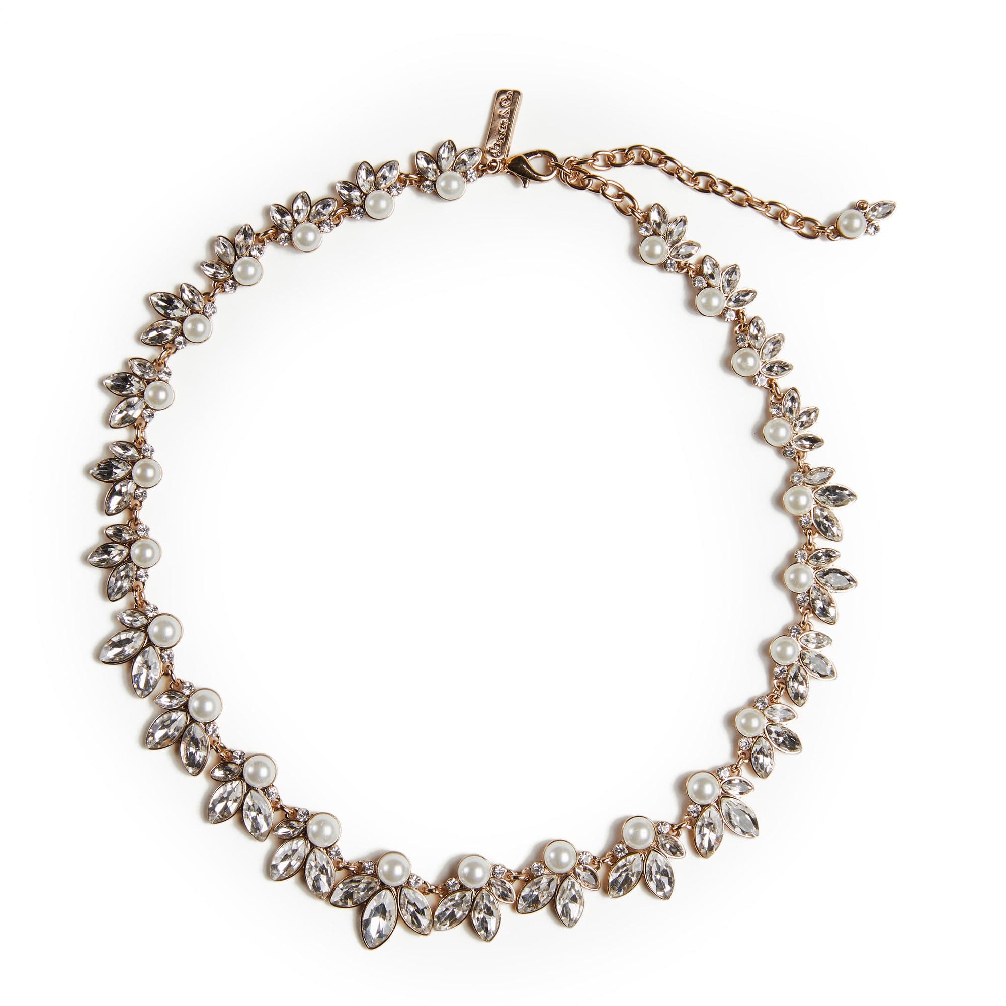 Leaf & Pearl Crystal Necklace  Lovett & Co