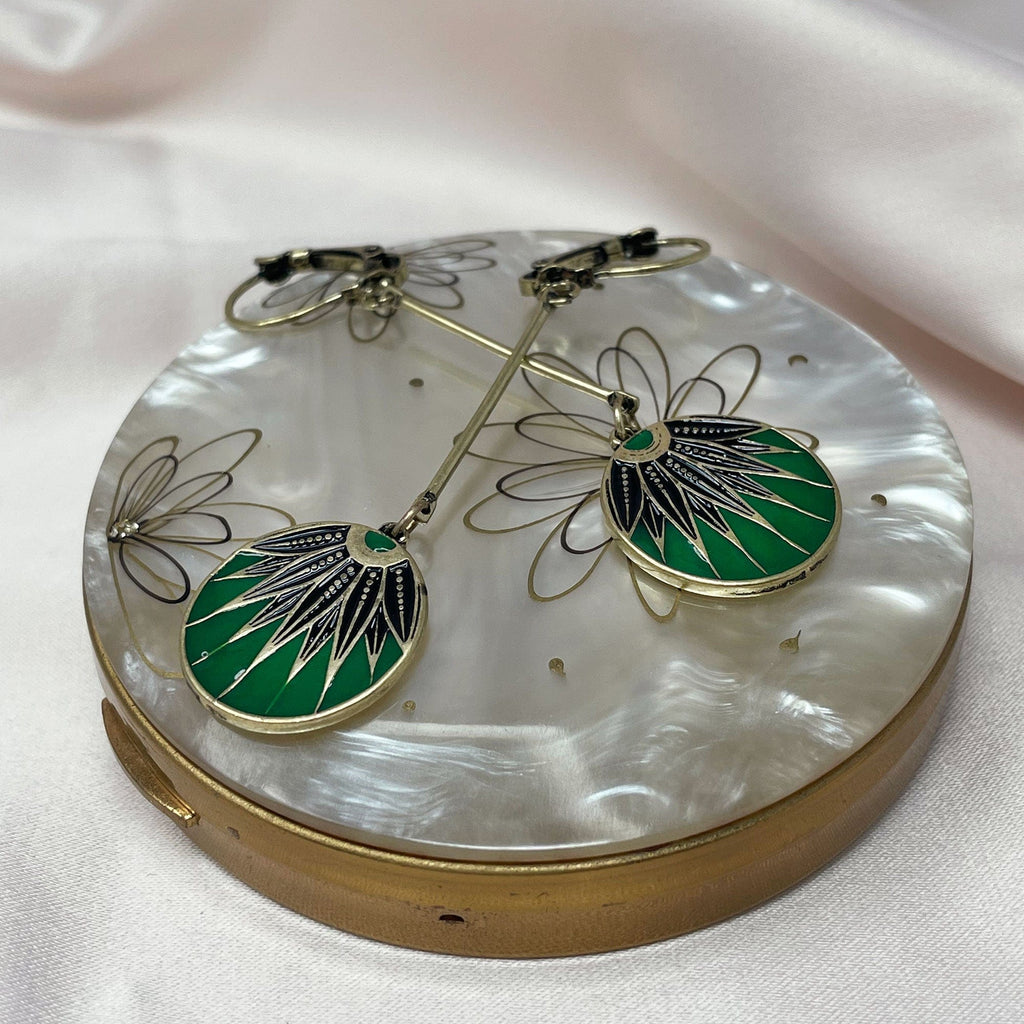 Dainty Art Deco Earrings Green Fan Crystal Fan Earrings Bridal - Etsy UK |  Gold bridal earrings, Bridal earrings, Art deco earrings