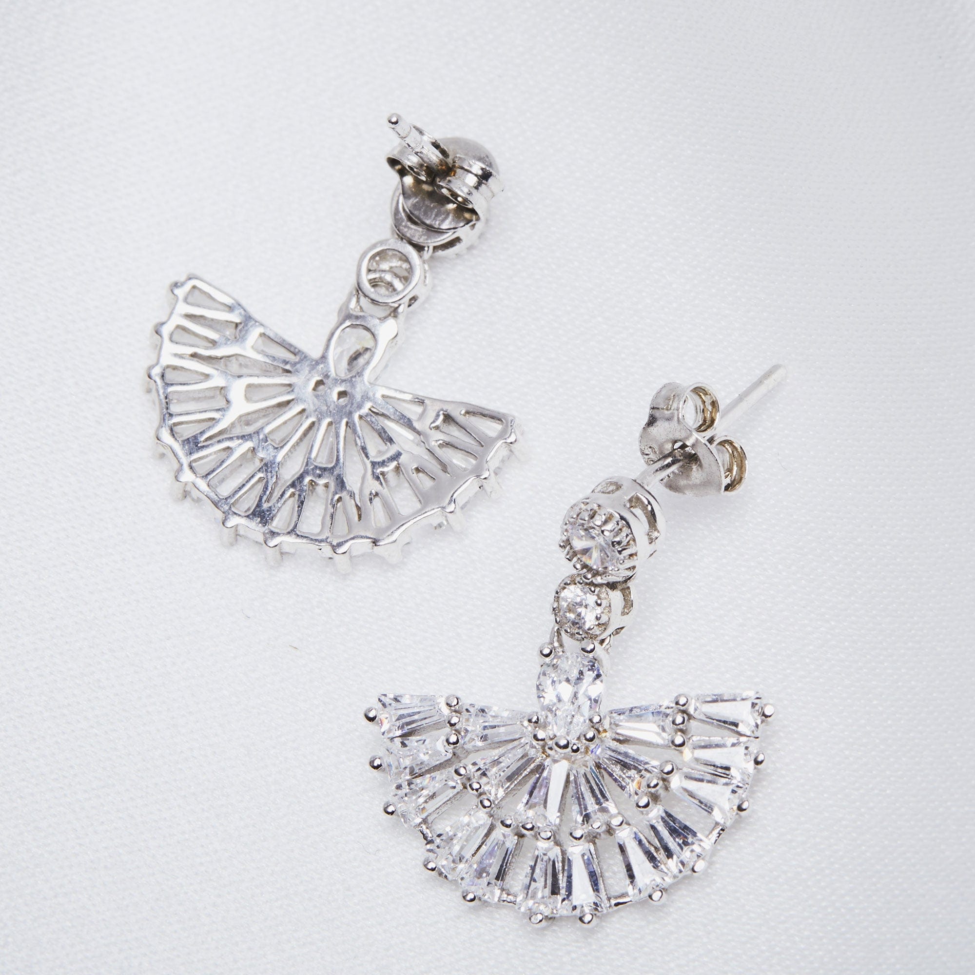 1920's inspired vintage bridal earrings in Mini Crystal Fan shape