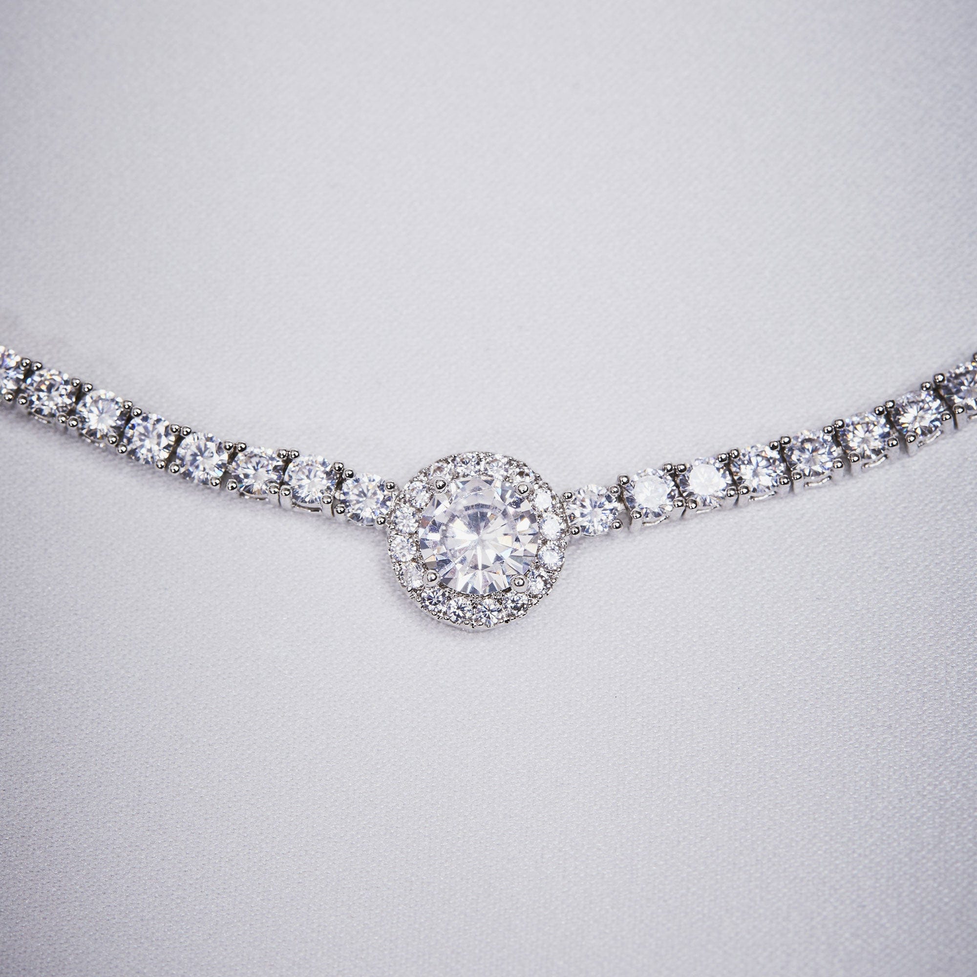 Simple Bridal Crystal Necklace with Centre Stone by Lovett & Co