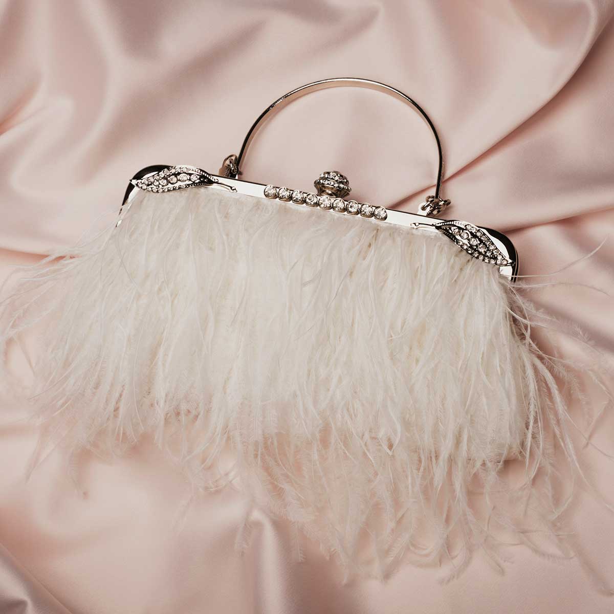 Feather Diamante Clasp Bag