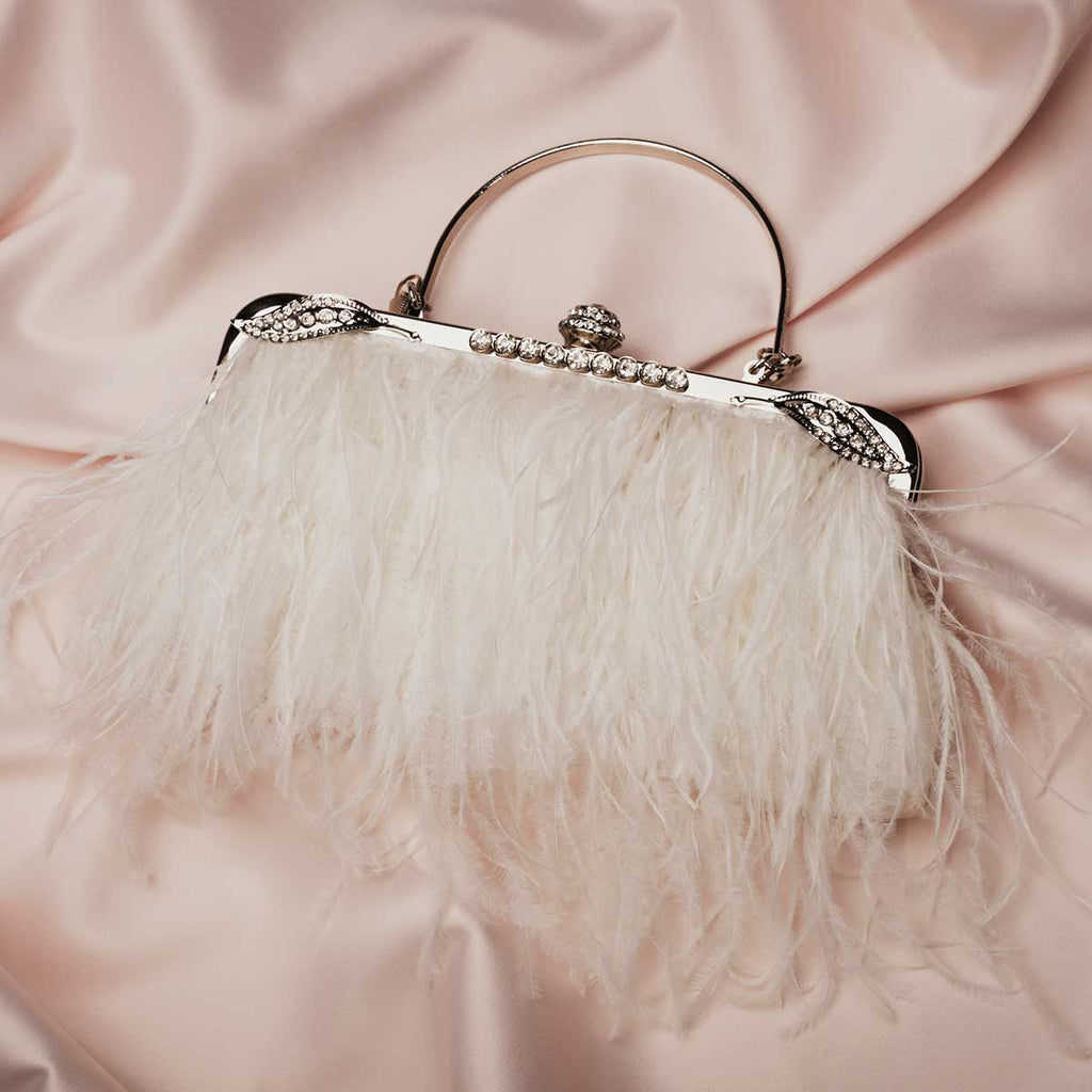 Feather bag with diamante clasp