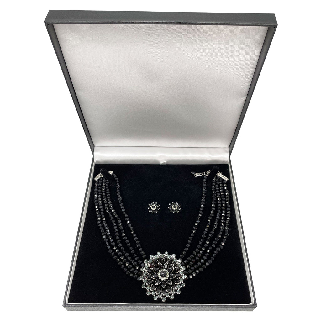 Audrey Hepburn Inspired Jewellery Set: Black Jet Studs With Matching Vintage Necklace In Gift Box- £12 Gift Box Is Free
