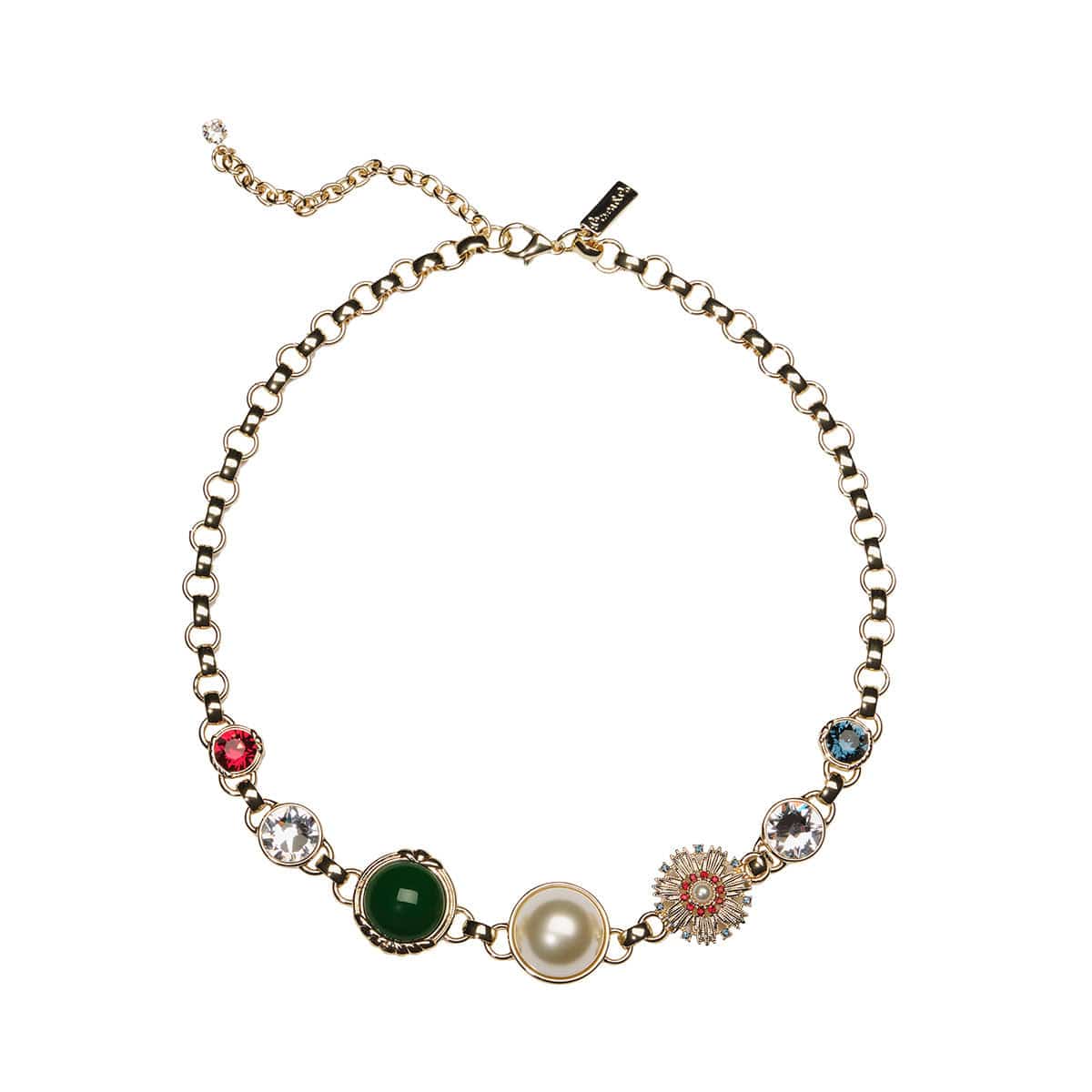 Cordelia Mix Stone and Swarovski ®Crystal Necklace and Starburst Earring with FREE gift Box