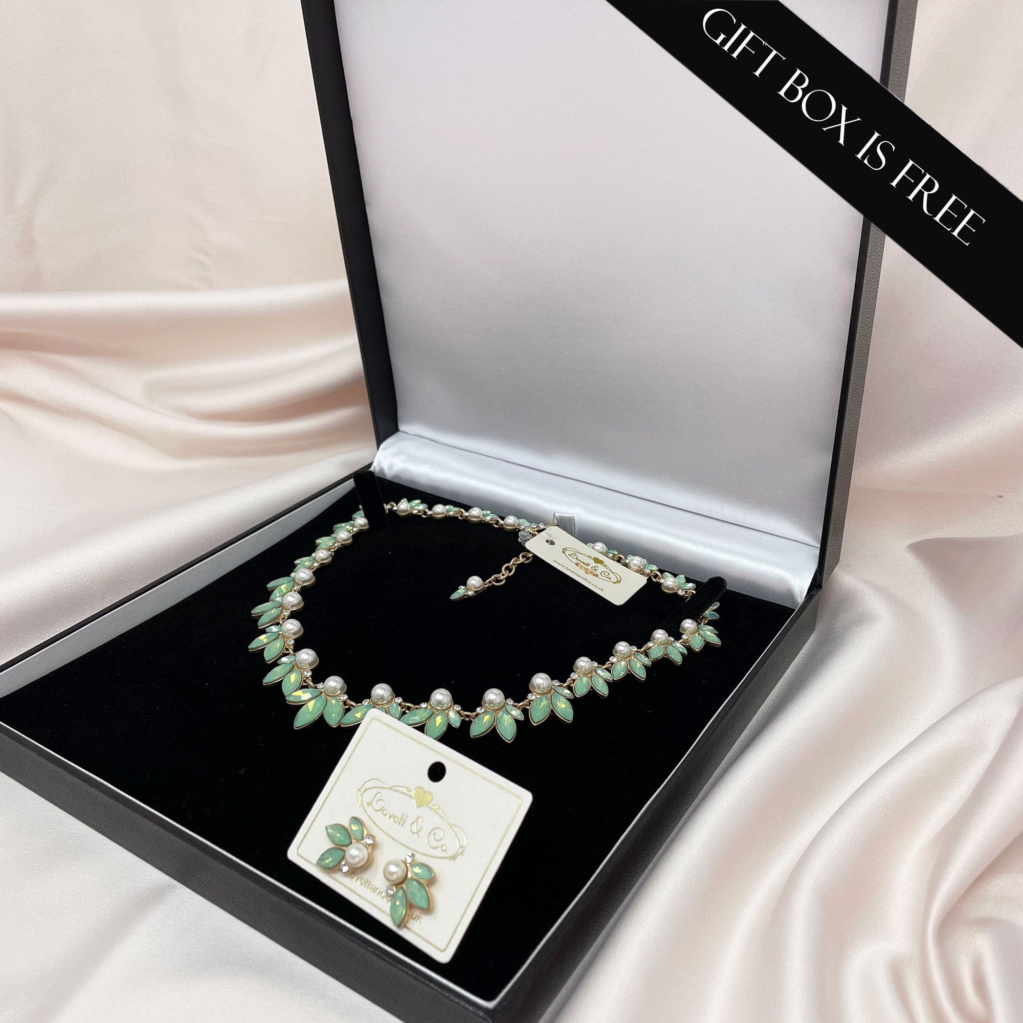 Opal Crystal Leaf and Pearl Jewlery Set  Lovett & Co