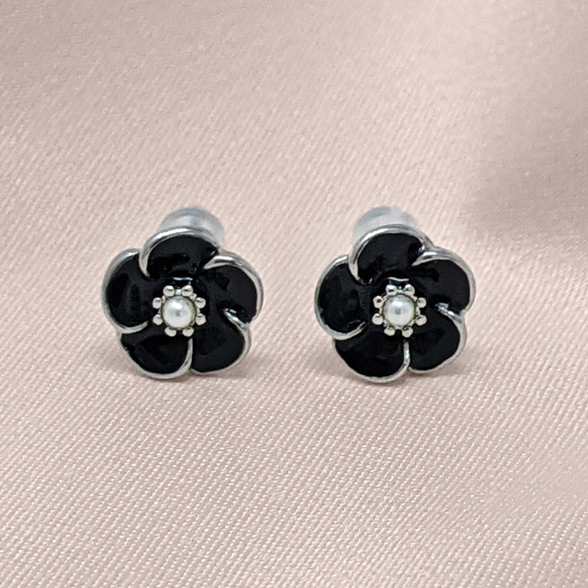 Vintage Black Rose Studs  Lovett & Co