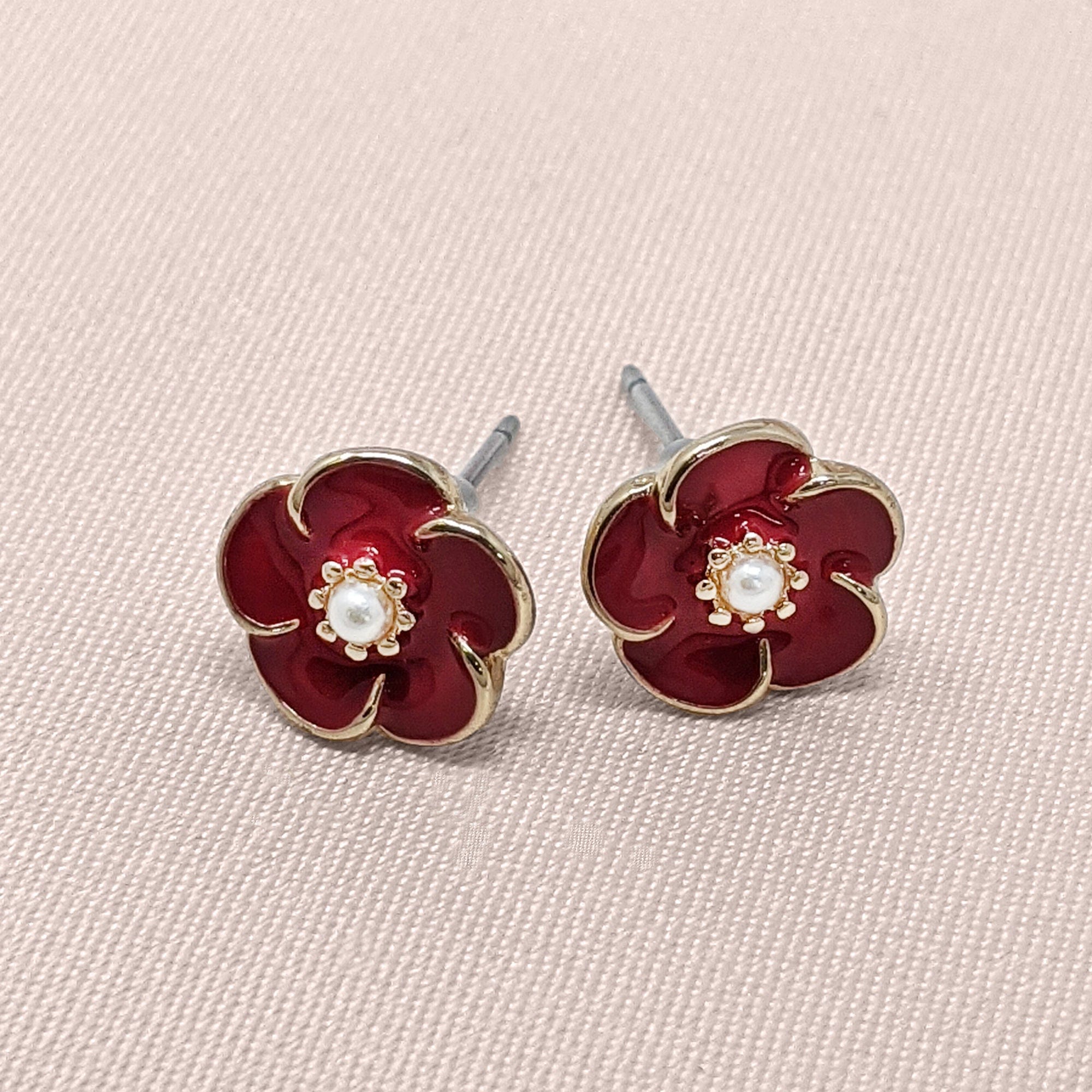 Vintage Red Rose Studs Lovett & Co
