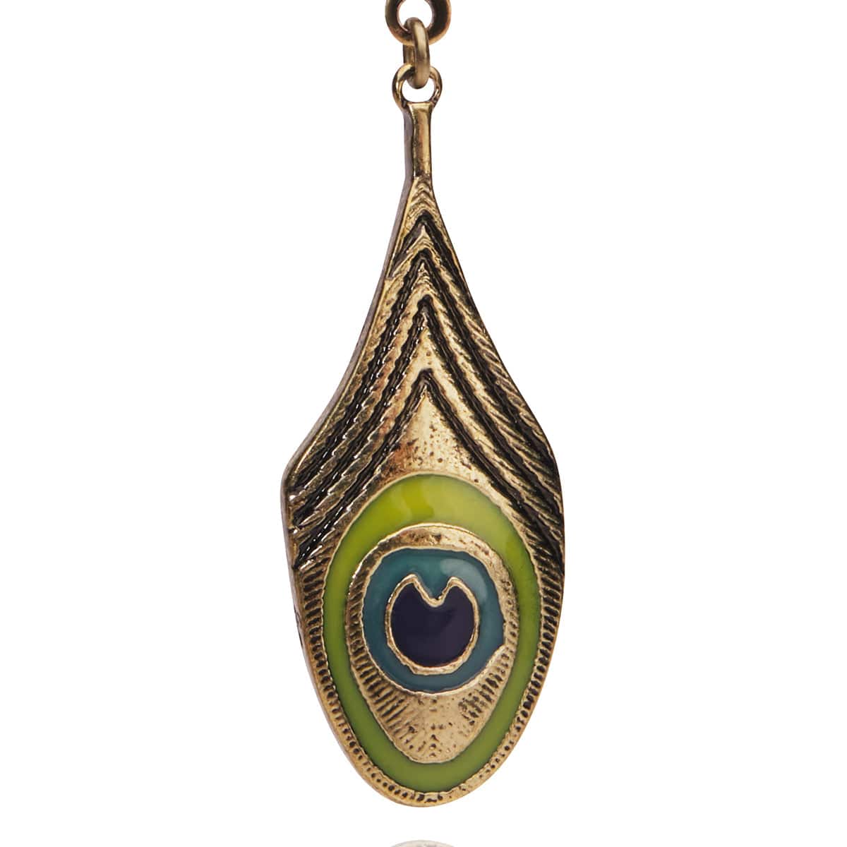 Peacock Feather Drop Earrings by Lovett & Co
