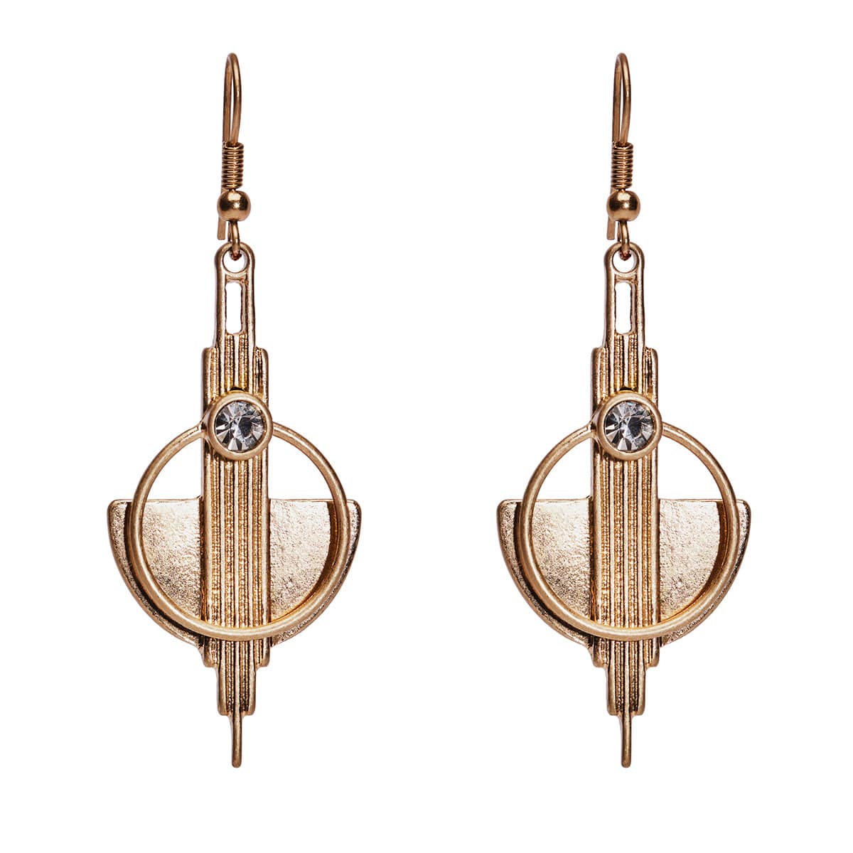 Art Deco Style Brass Drop Earrings  Lovett & Co
