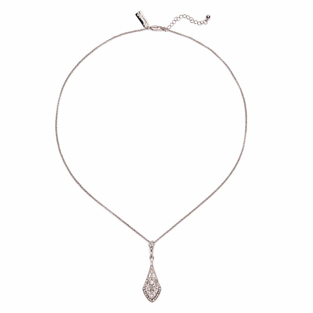 Art Deco Crystal Pendant Necklace Close Up