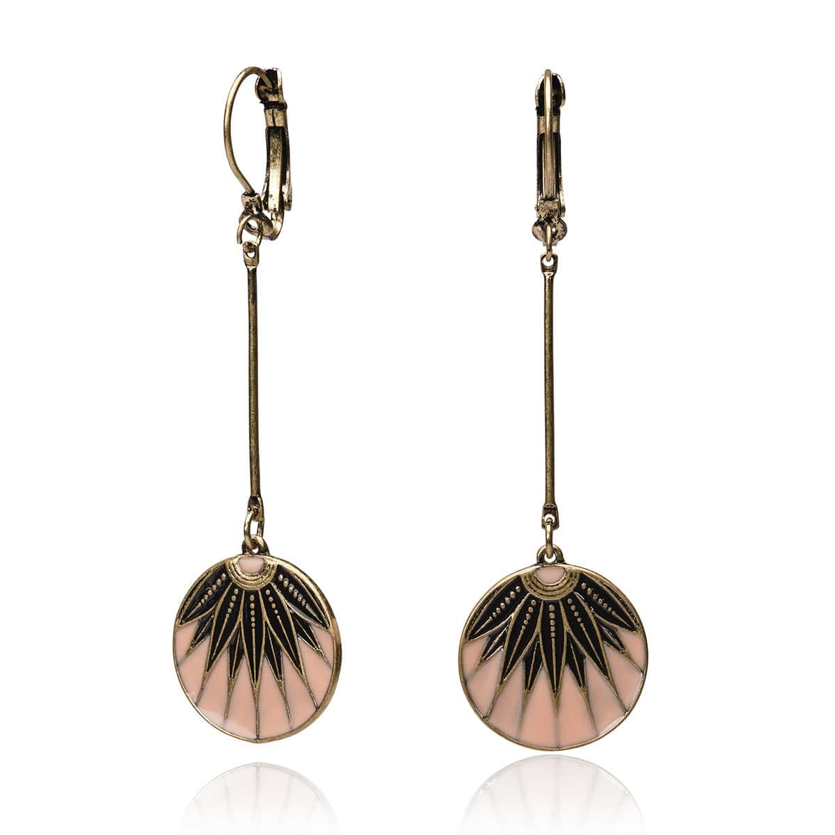 Vintage art deco pink disc drop earrings  Lovett & Co