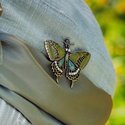 Vintage Green Butterfly Brooch shops