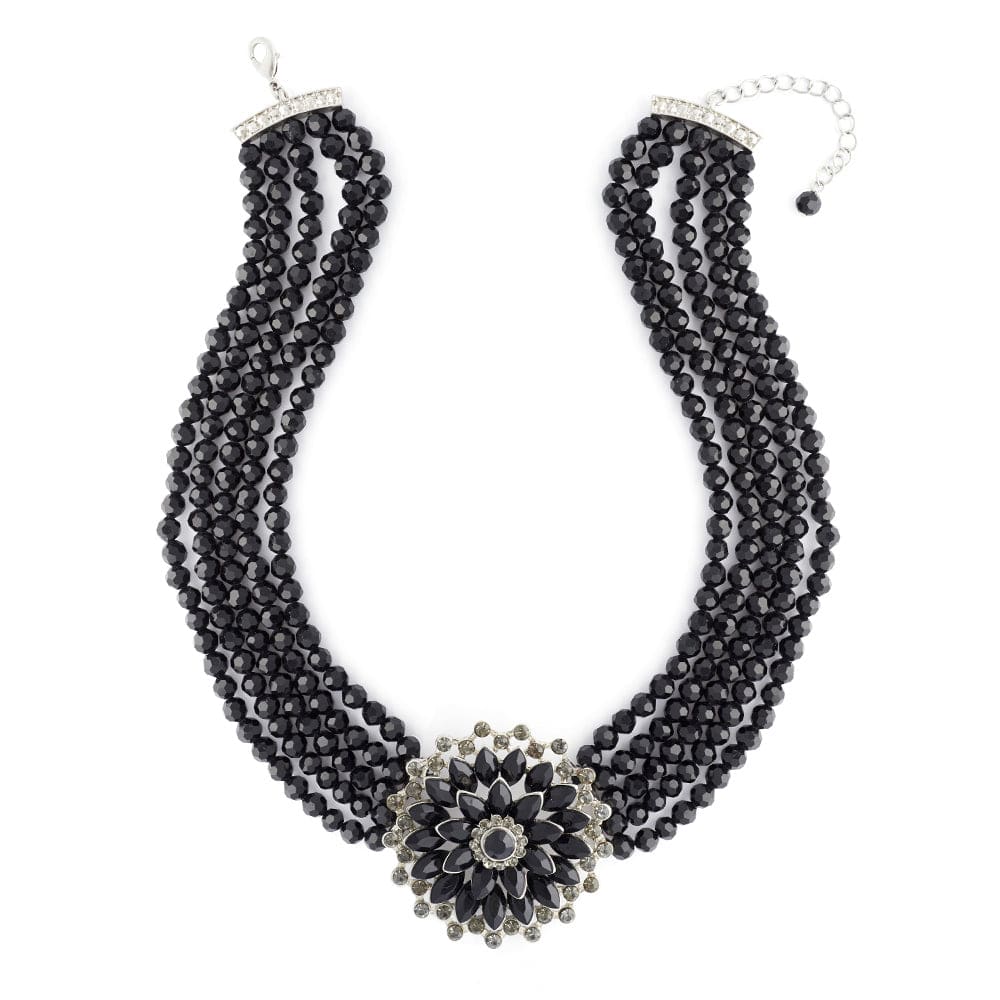 Audrey Jet Flower Necklace