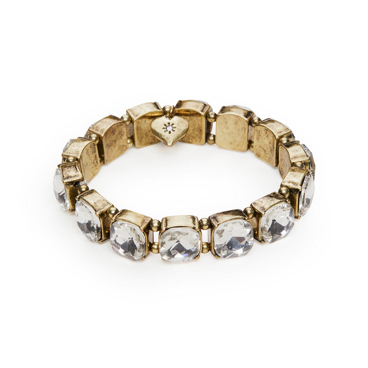 Image of vinatge style elasticated cushion cut crystal bracelet 