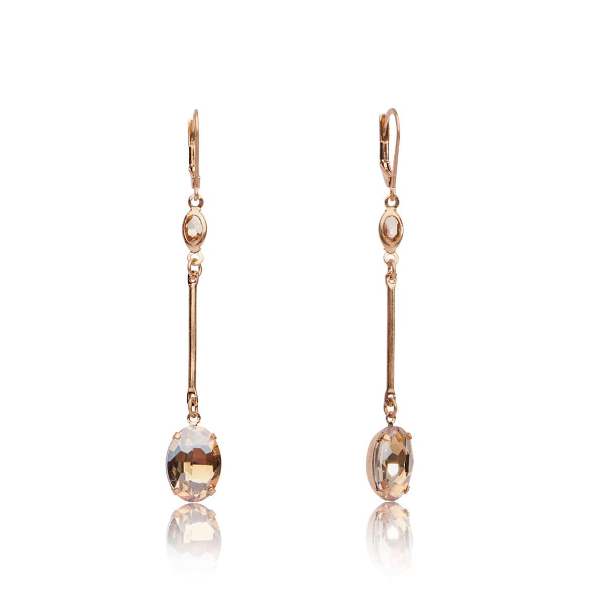 Deco Gold Oval Stone Drop Earring