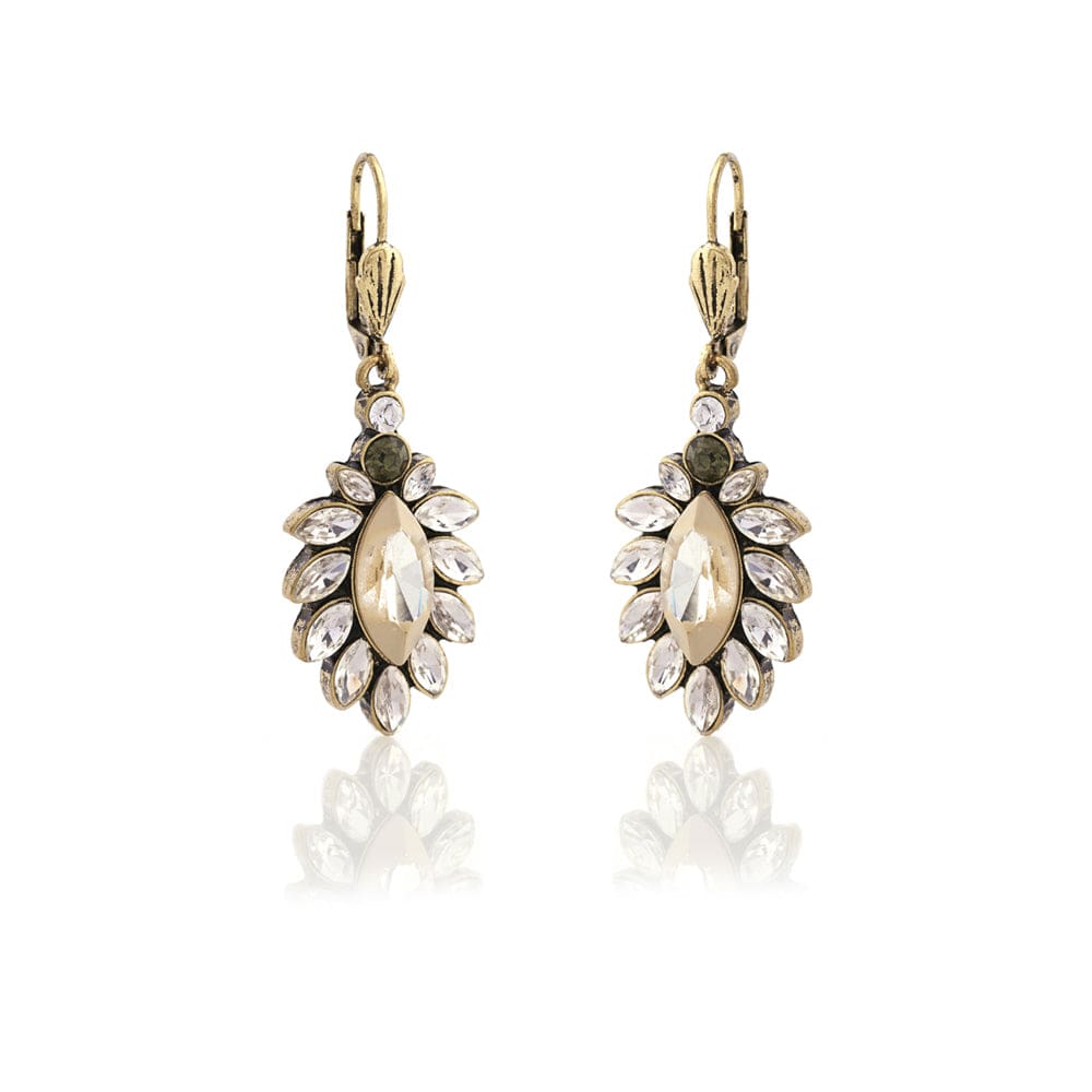 Picture of Diamante 1950s White Opal Drop Earrings