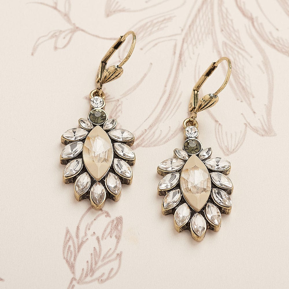 Vintage 1950's Earrings: Diamante & Opal Stone Drop Earrings