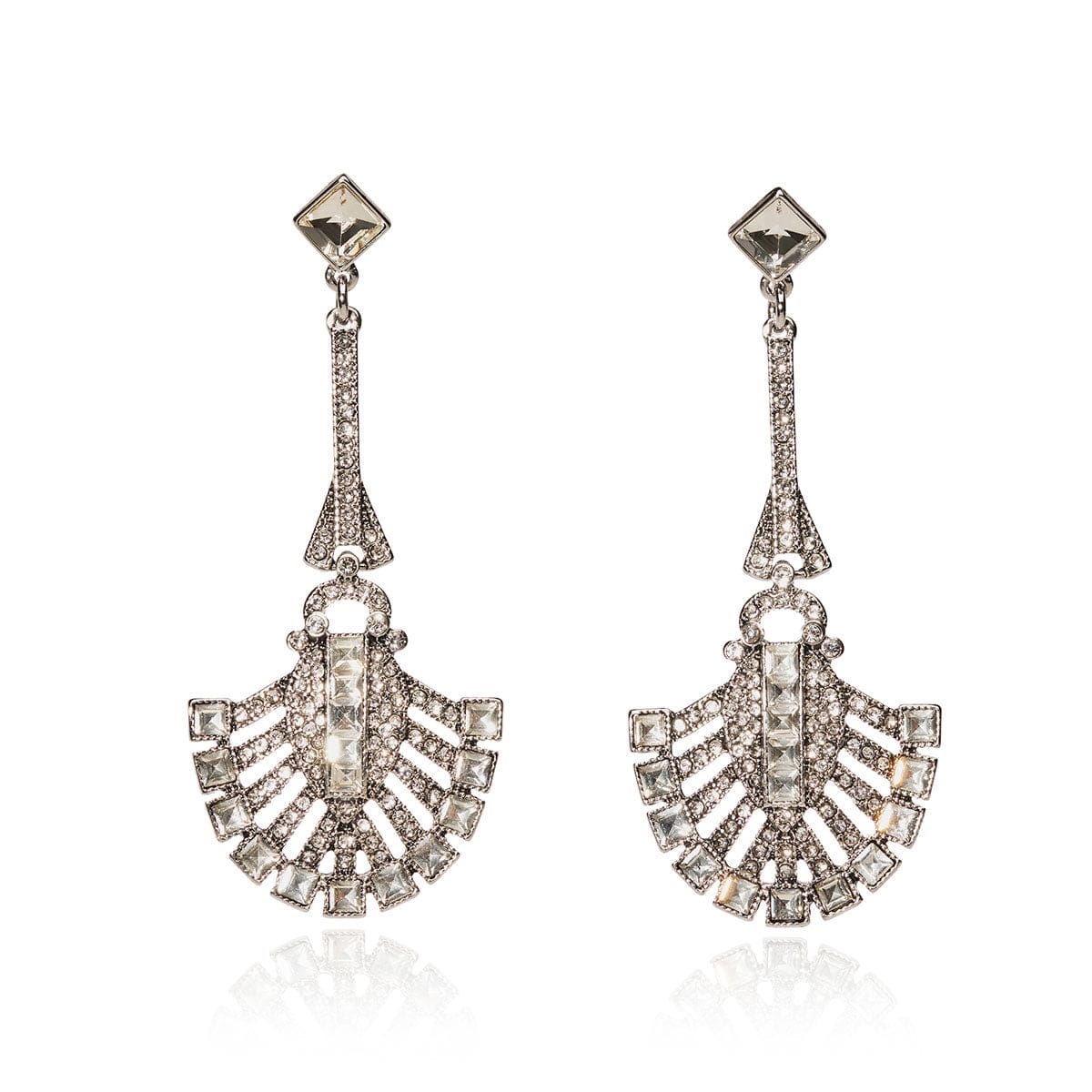 1920s Great Gatsby Style Crystal Long Drop Earrings  Lovett & Co
