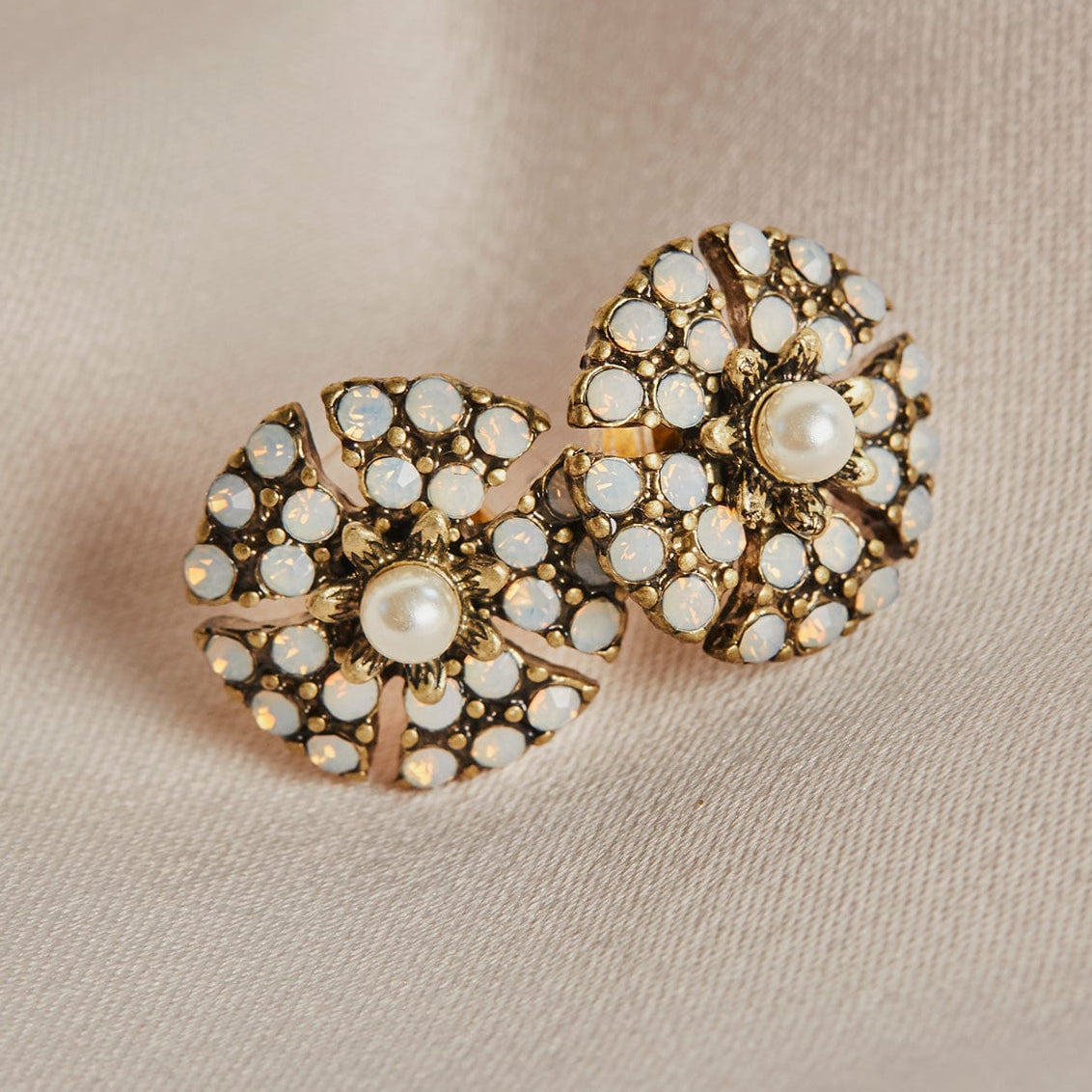 Miriam Haskell Inspired Vintage Pearl & Crystal Studs by Lovett & Co
