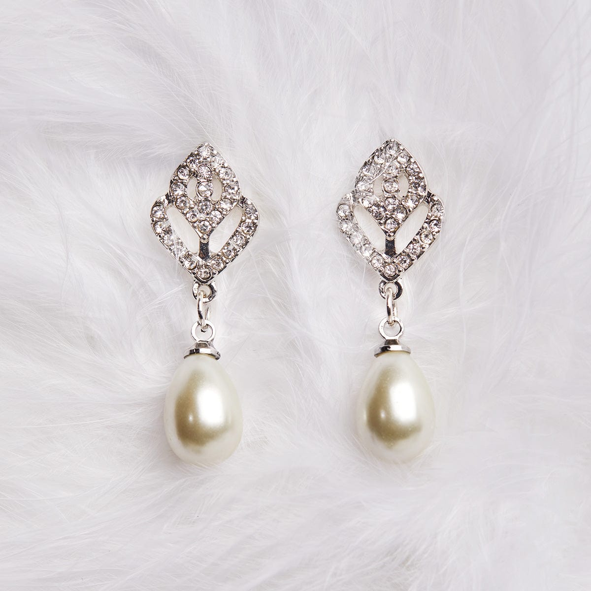 Art deco inspired diamante and pearls earrings, post back earrings, best  selling, | Pearl stud earrings, Bridal earrings pearl, Bridal earrings