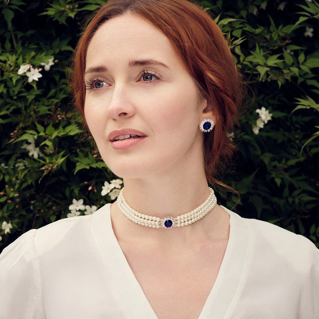 Princess Diana Inspired Pearl choker: Vintage Sapphire Necklace