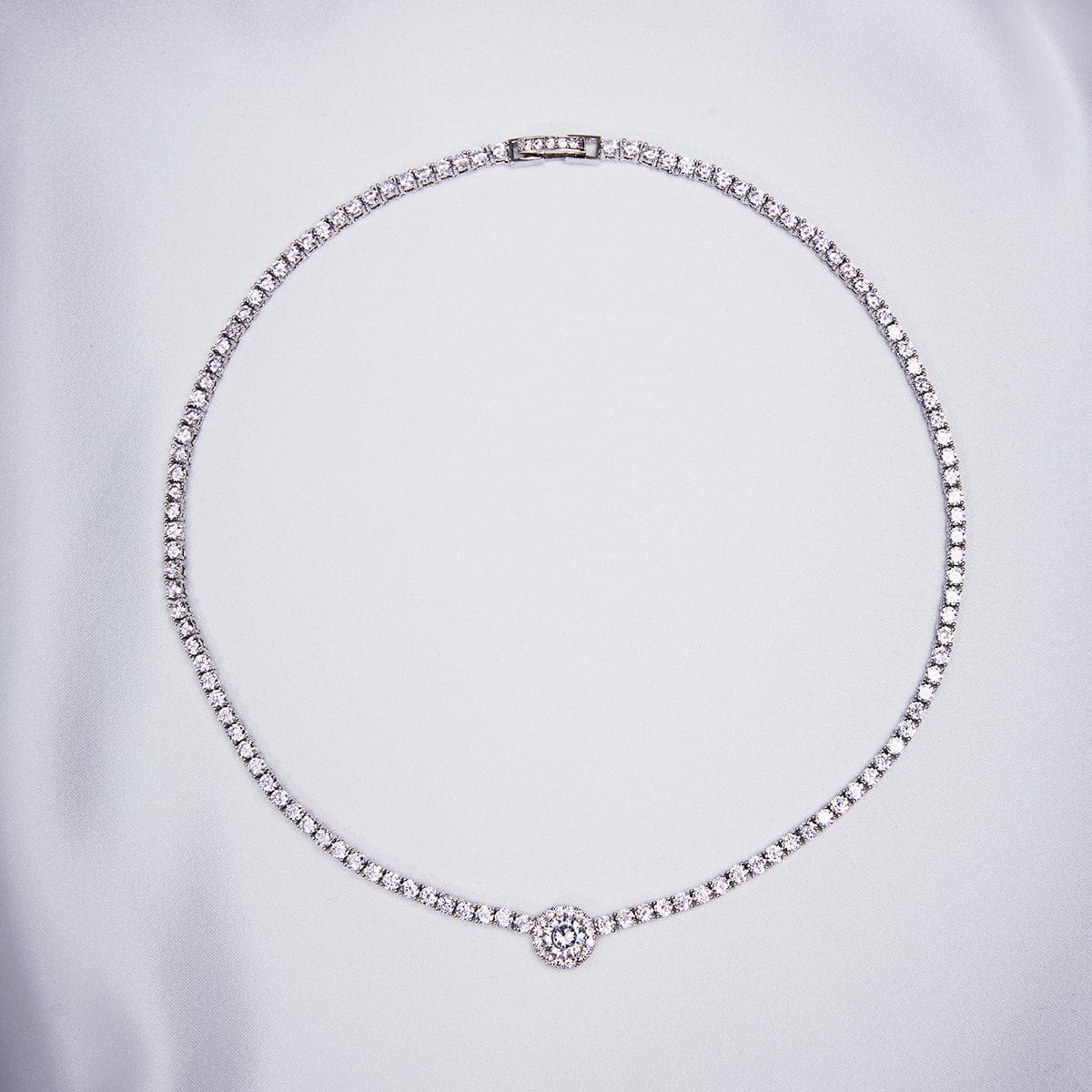 Image of 1950's inspired crystal necklace for wedding made of cubic zircona
