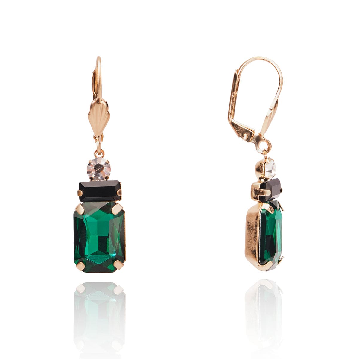 Emerald Stone & Pearl Dangle Earrings  Lovett & Co