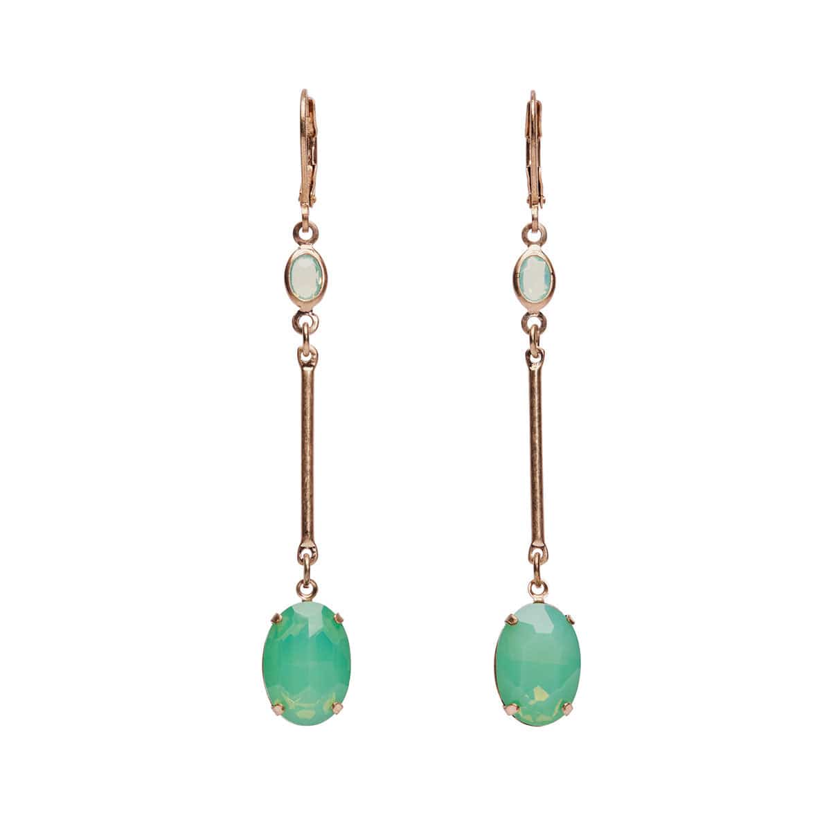 Vintage long drop Green Earrings  Lovett & Co