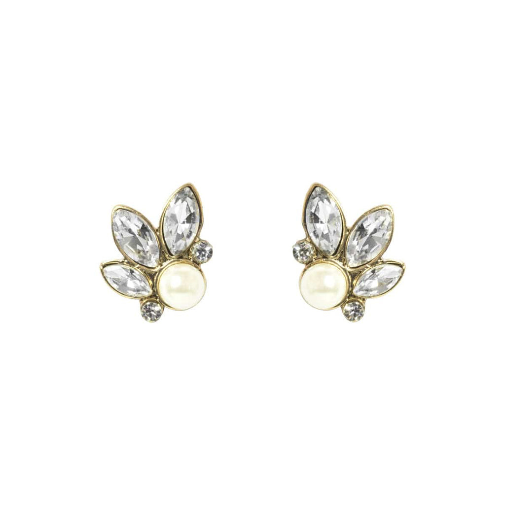 Leaf & Pearl Crystal Earrings | Lovett & Co | Lovett & Co