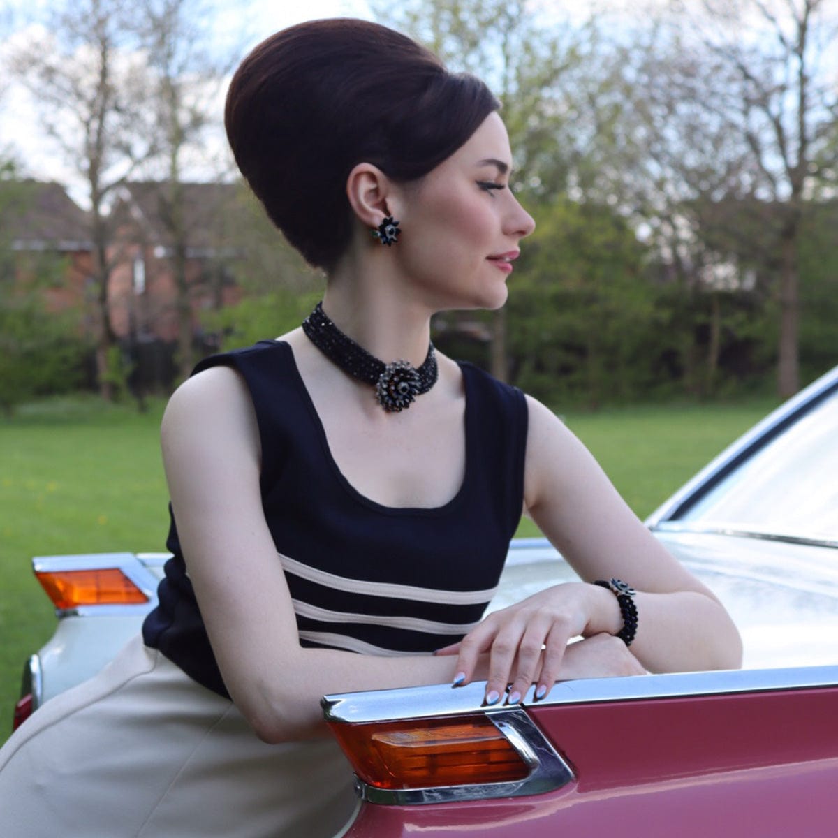 Audrey Jet Flower Bracelet