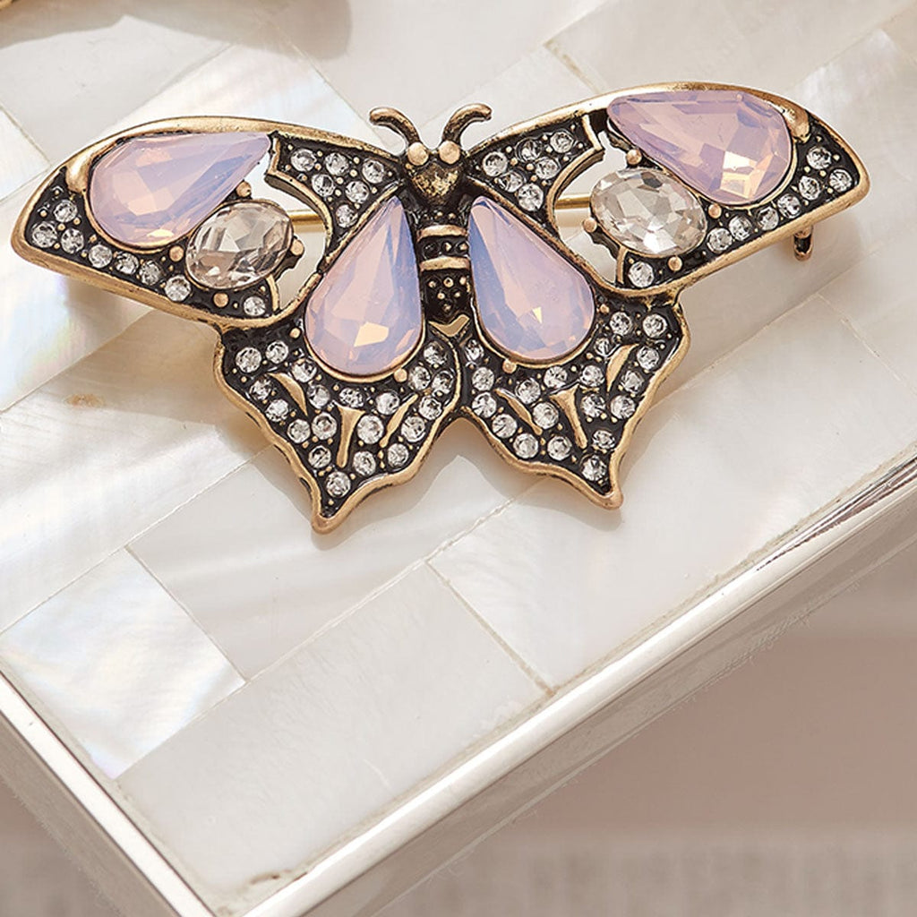 Vintage Butterfly Brooch: Pink Opal Vintage Brooch