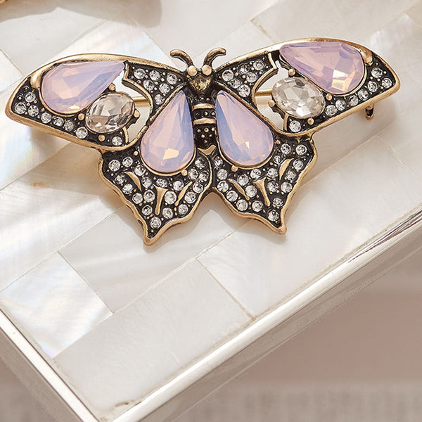 Pince à Cravate Homme – Broche Vintage Papillon Lyra Bleue Avec Cristaux Multicolores