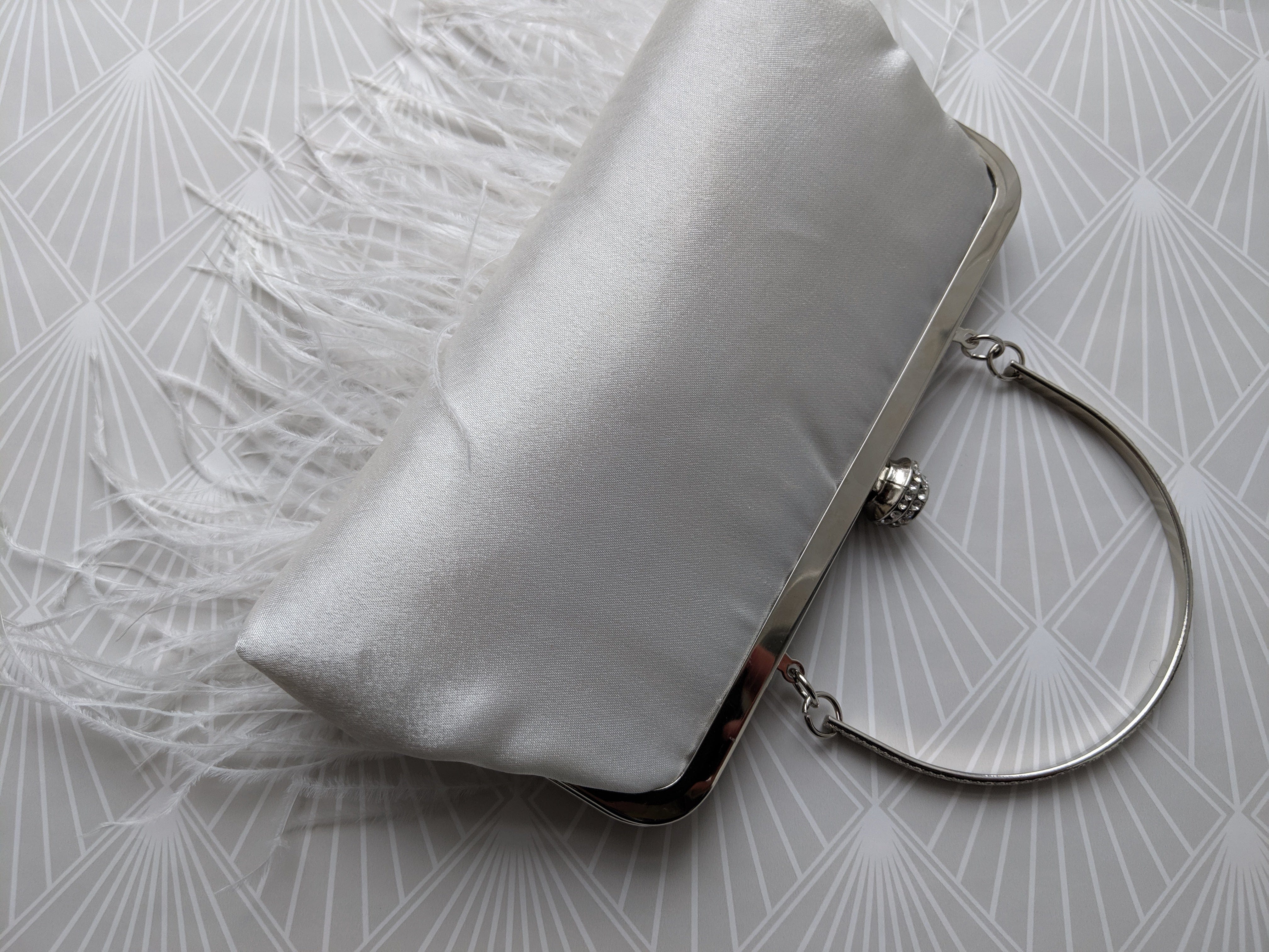 Feather Diamante Clasp Bag
