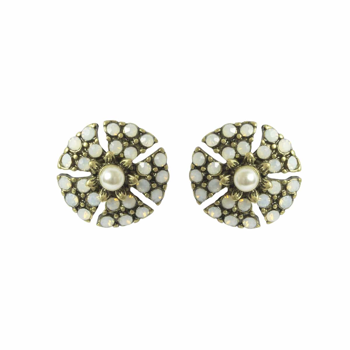 Miriam Haskell Inspired Vintage Pearl & Crystal Studs  Lovett & Co