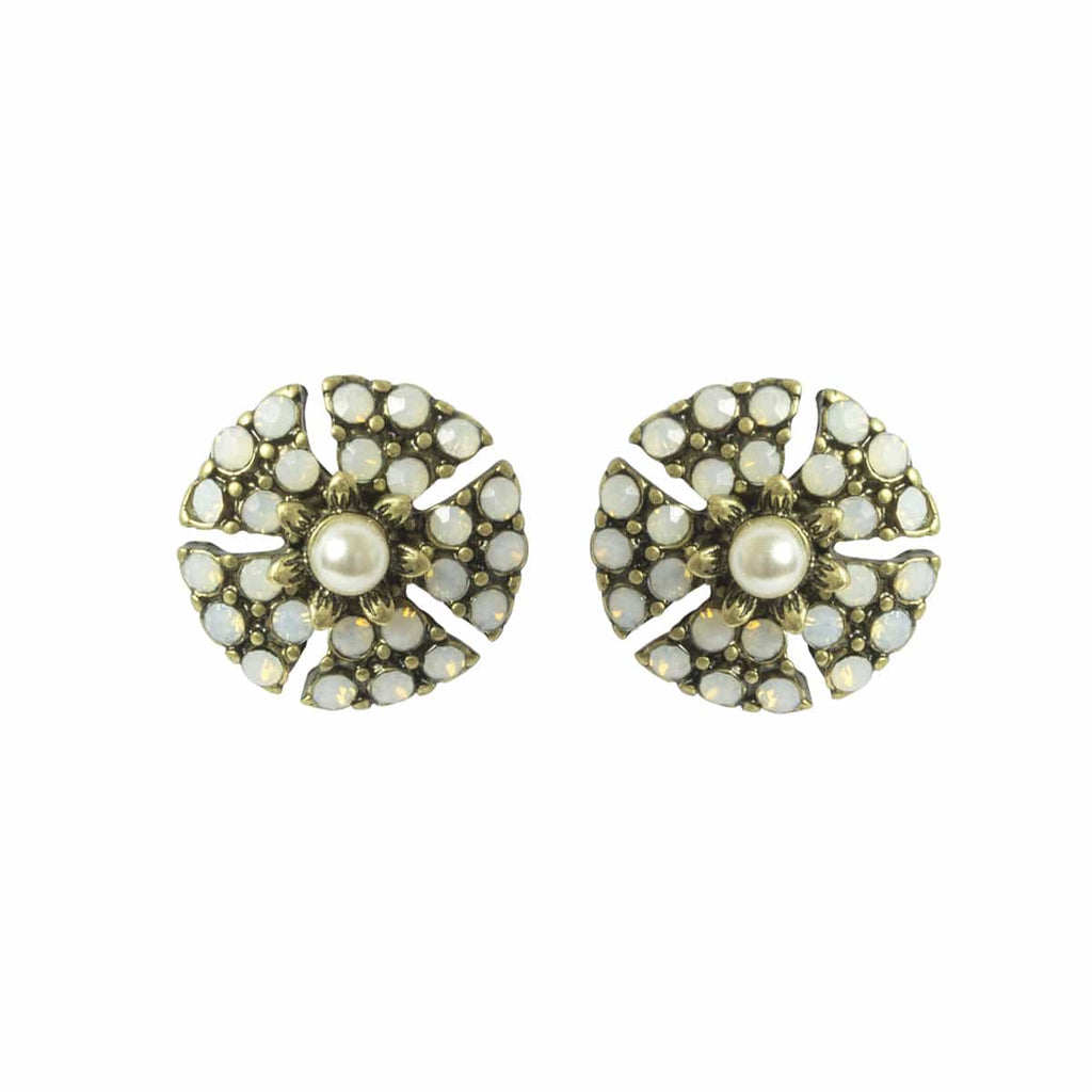 Miriam Haskell Inspired Earrings: Vintage Bridal Pearl & Crystal studs